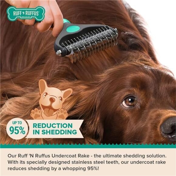 Dog Brush for Shedding-Double Sided Undercoat Rake for Dogs& Cats-Dematting Comb - Picture 2 of 7